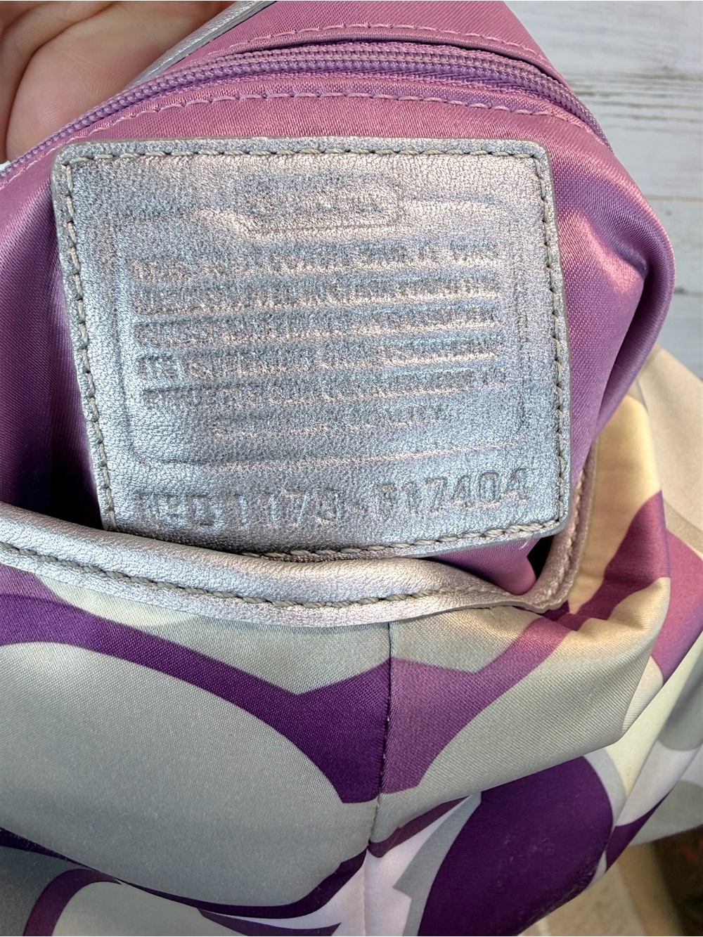 Coach Soho Purple Gray Op Art Satin Shoulder Bag Silver Buckle Hobo Purse - Picture 12 of 12